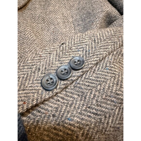 Haggar Imperial Mens Herringbone Gray Wool Blazer Sport Coat Jacket Made In USA - Picture 10 of 14